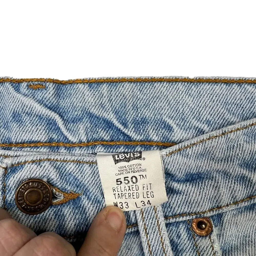 Levi’s VTG 90s 550 Distressed Relaxed Fit Tapered Leg Jeans USA Mens 33x34